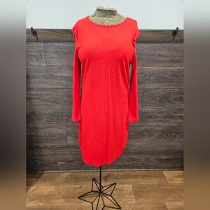Bright red ruffle shoulder size L